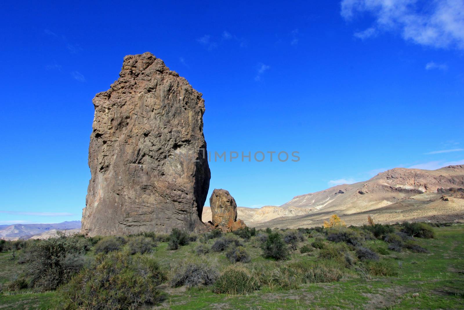 Piedra Parada monolith in the Chubut valley, along route 12, Chubut, Argentina