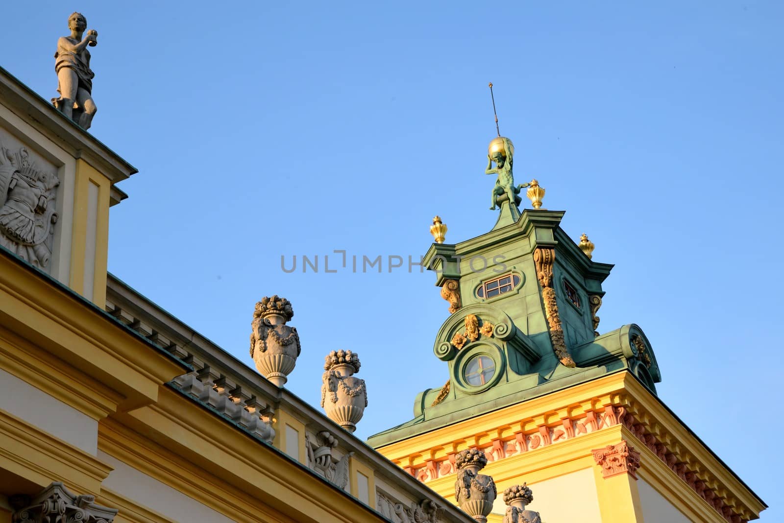 A view of the historic royal palace in Wilanow in Warsaw