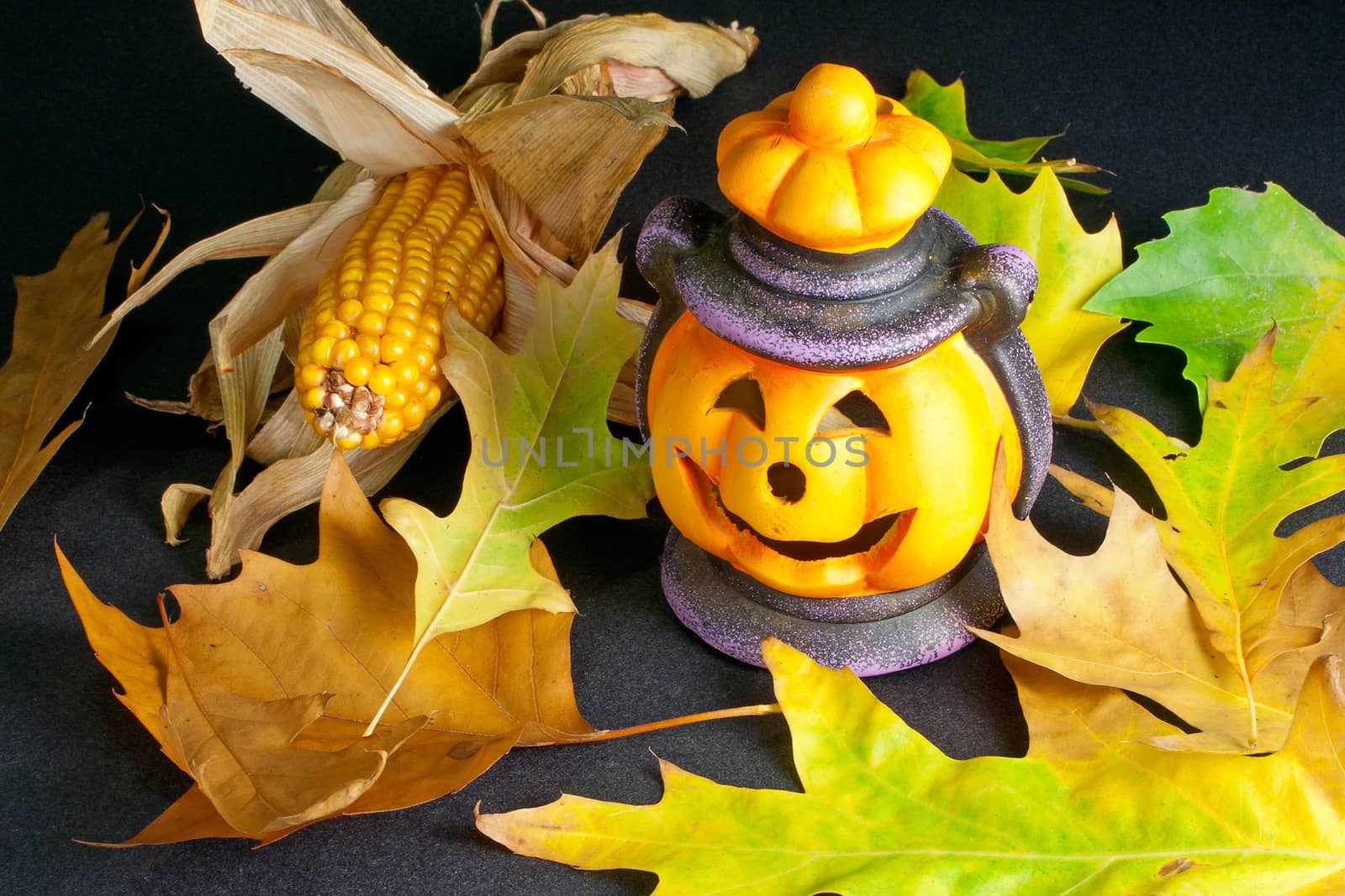 Happy Halloween pumpkin lantern with scary face