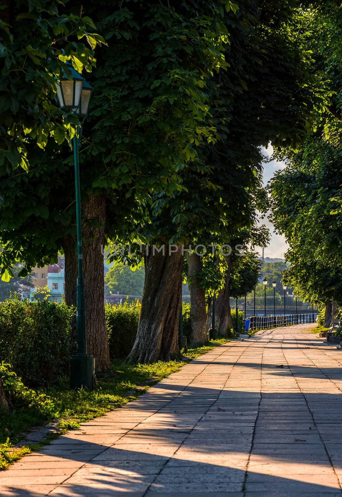 embankment with lantern at sunrise by Pellinni