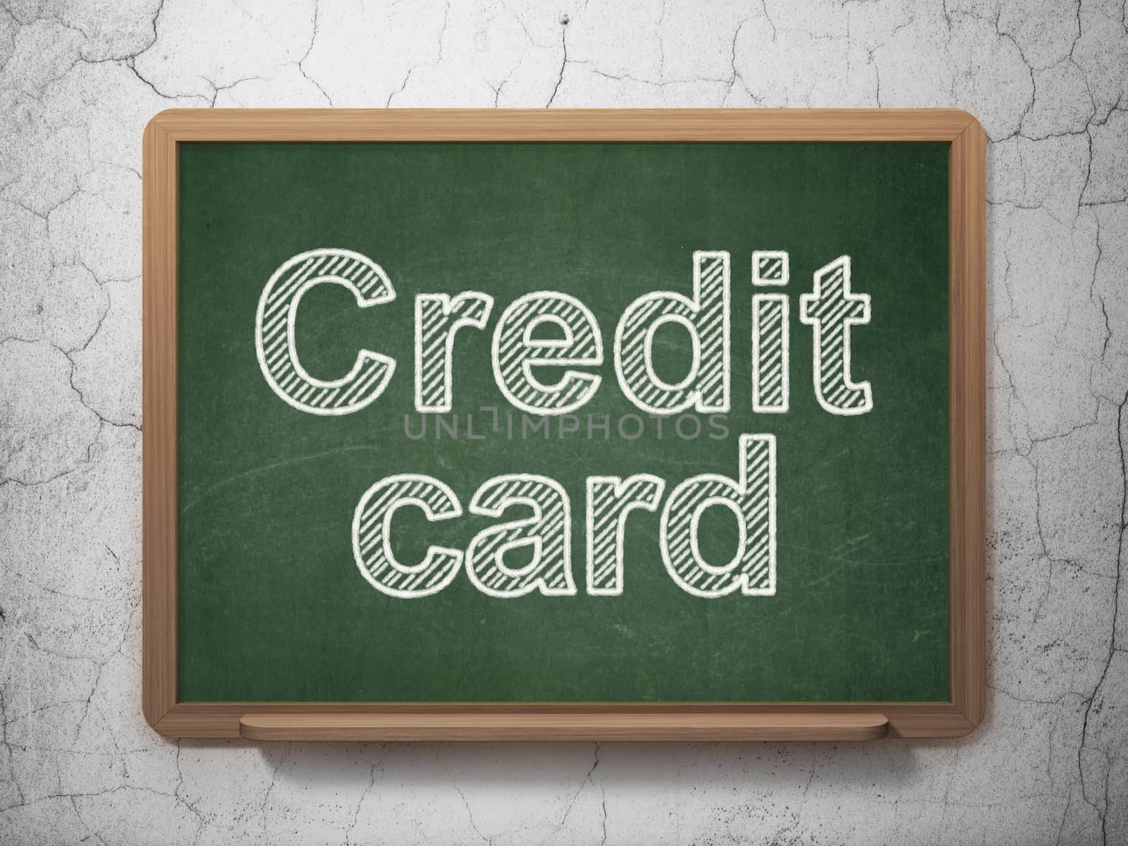 Banking concept: text Credit Card on Green chalkboard on grunge wall background, 3D rendering