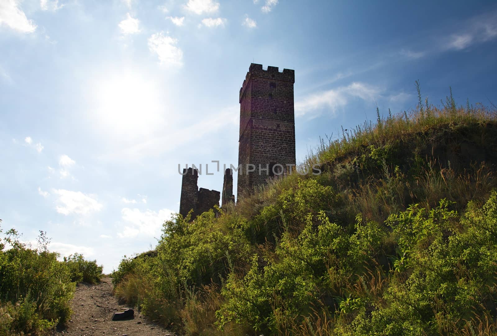 Hazmburk castle on a hill in Czech Central Mountains.