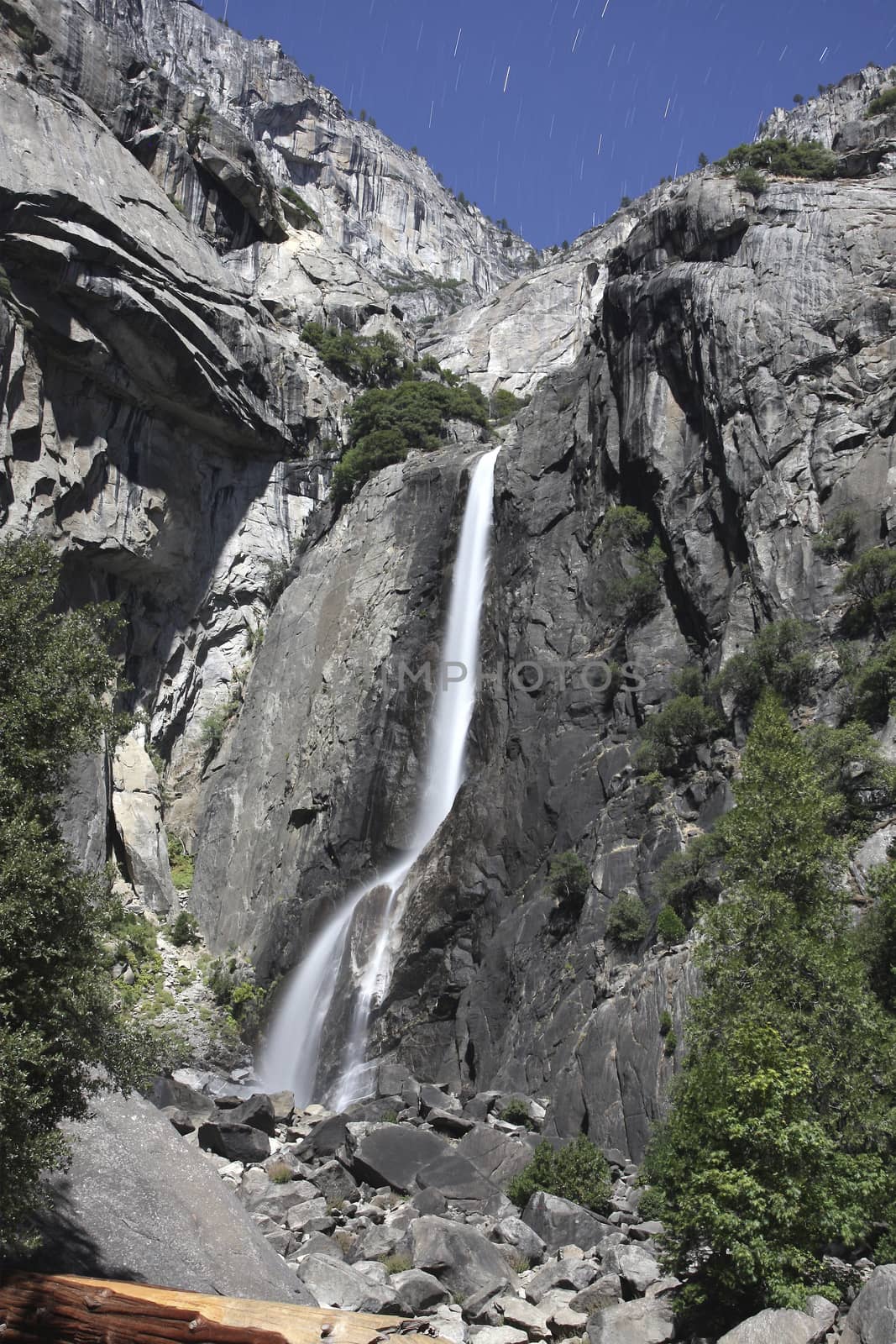 Lower Yosemite Falls - night, Yosemite National Park, California