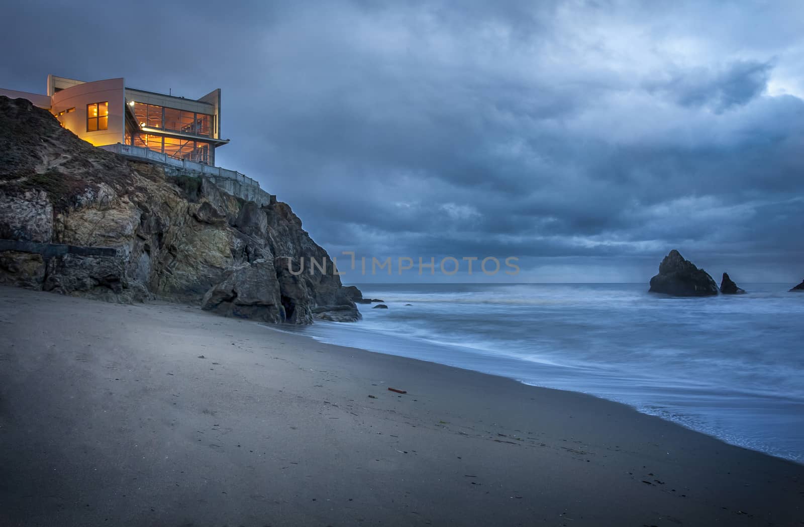 Big Sur Coastal Home, Big Sur, California. Big Sur, is located 35 miles south of Monterey, California. Image was taken just after a rain storm.