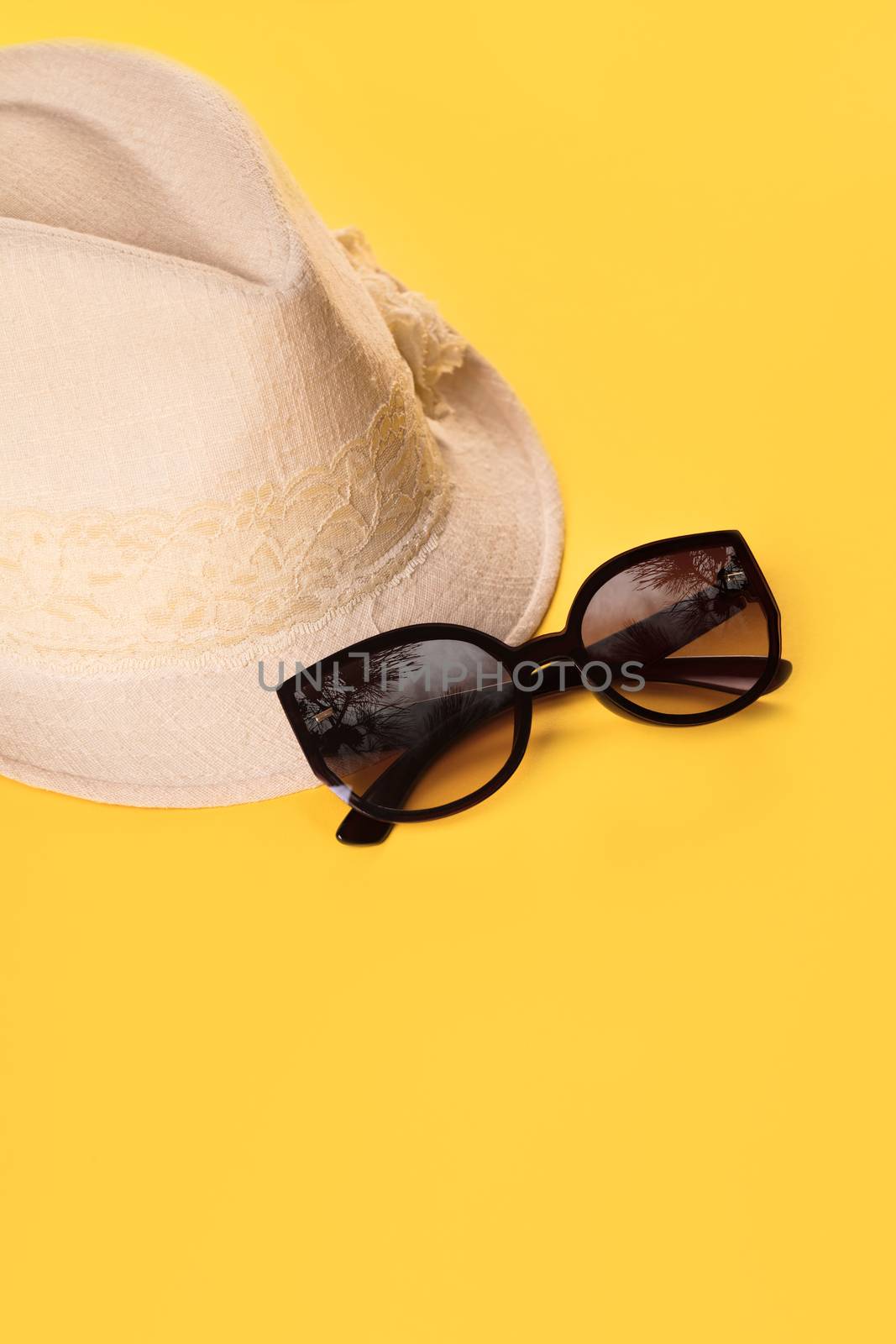Summer woman's hat and glasses by MegaArt