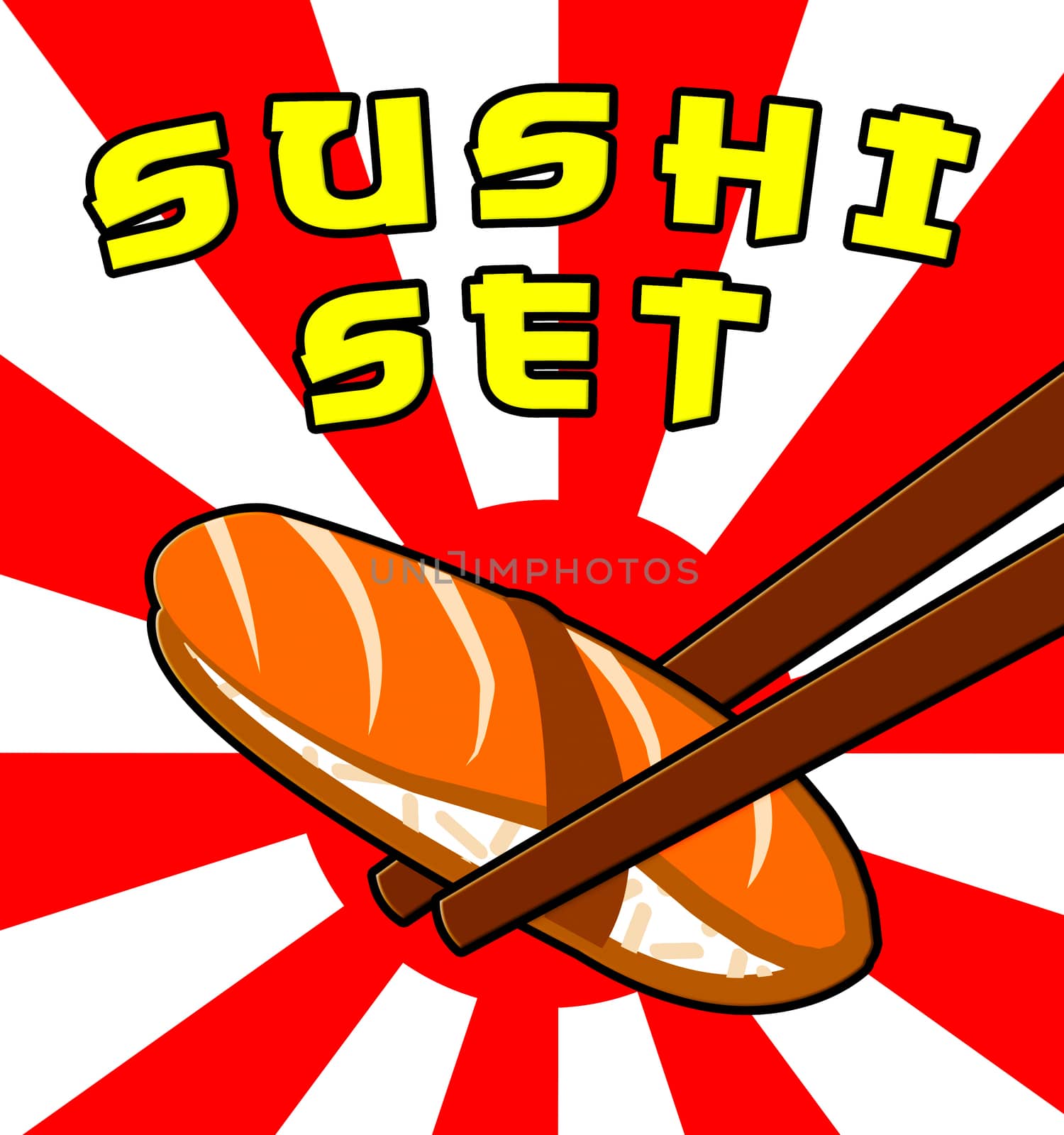 Sushi Set Means Raw Fish 3d Illustration by stuartmiles
