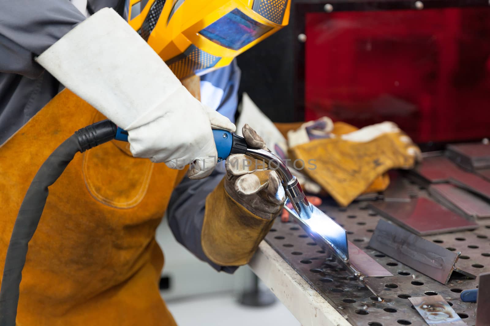 Welder in action. Welding. by wellphoto