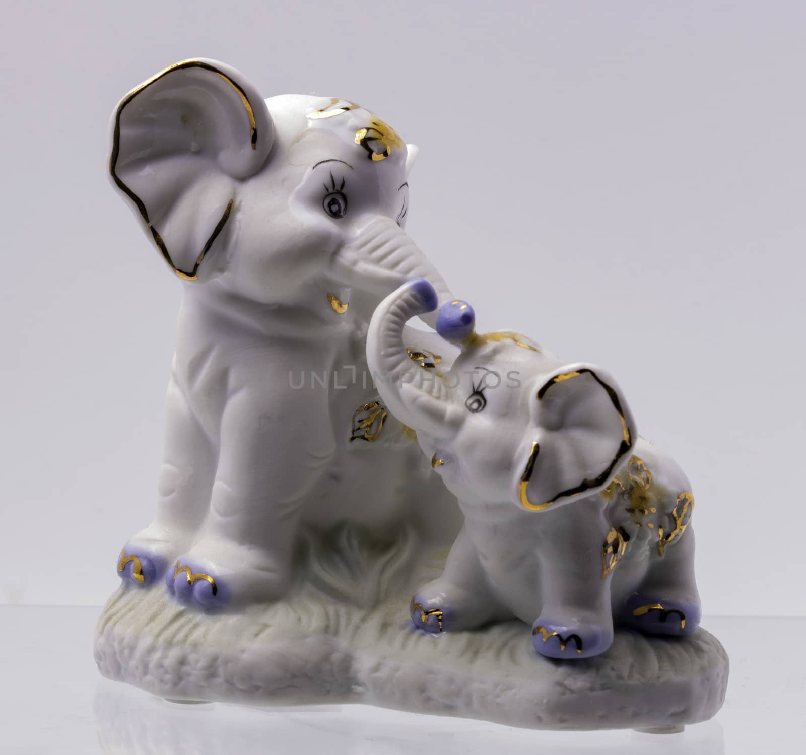 Figurine of Two Elephant on white Background