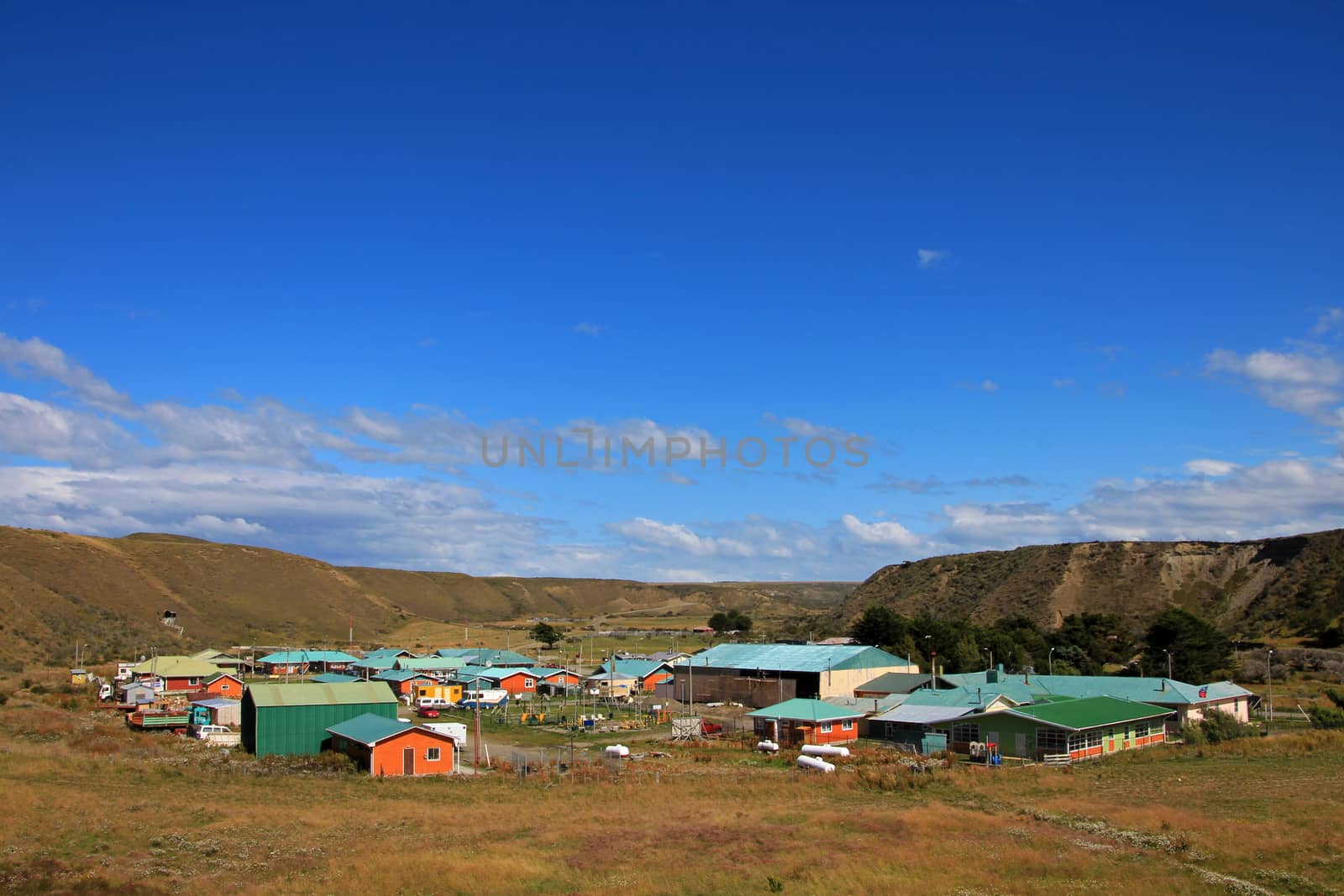 Cameron village centre of the municipality of Temaukel, near Porvenir, Tierra Del Fuego, Patagonia, Chile