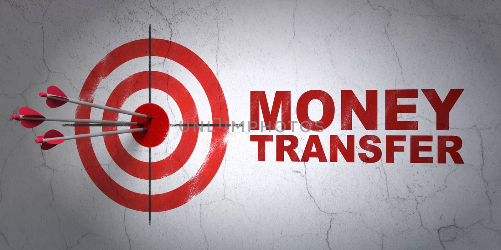 Money concept: target and Money Transfer on wall background by maxkabakov