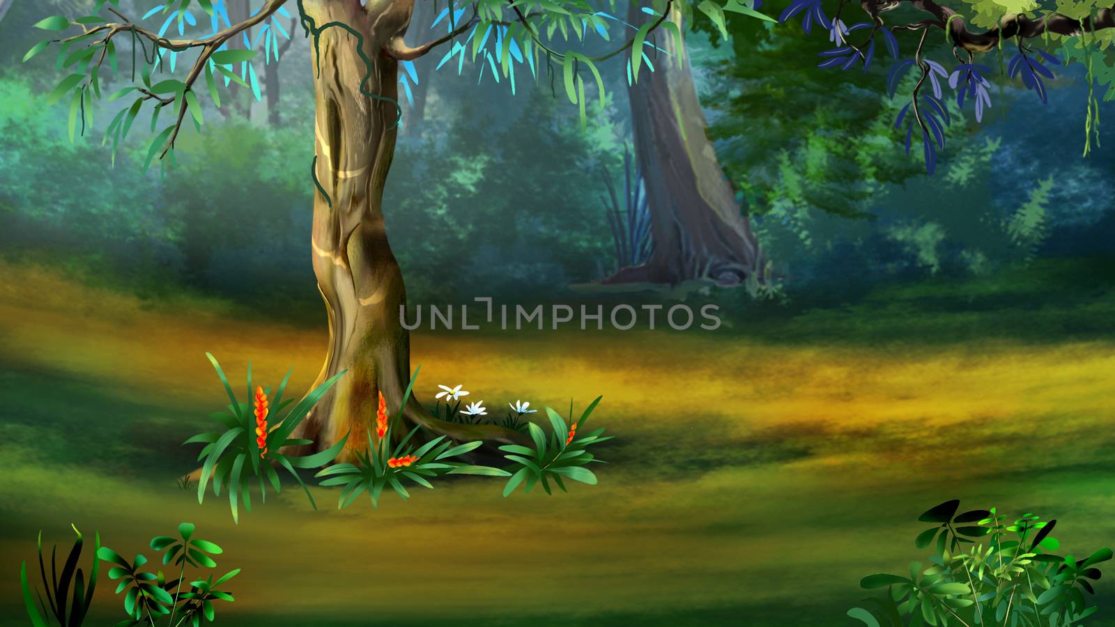 Tree trunk in the forest. by Multipedia