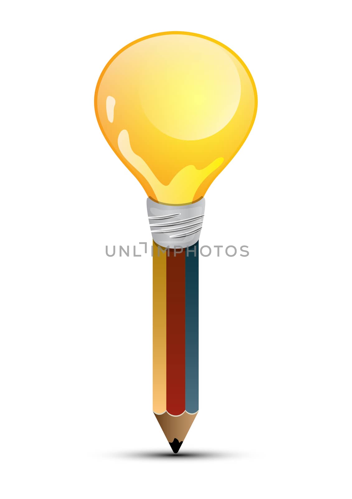 pencil and bulb of education concept