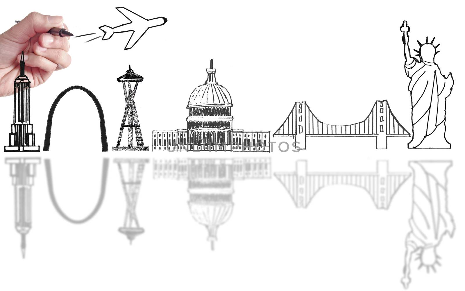 American tourism skyline sketch by unikpix