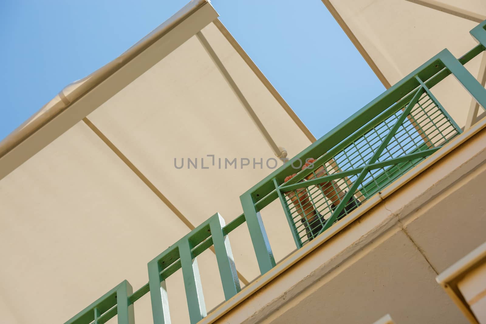 Modern apartment buildings exteriors in sunny day