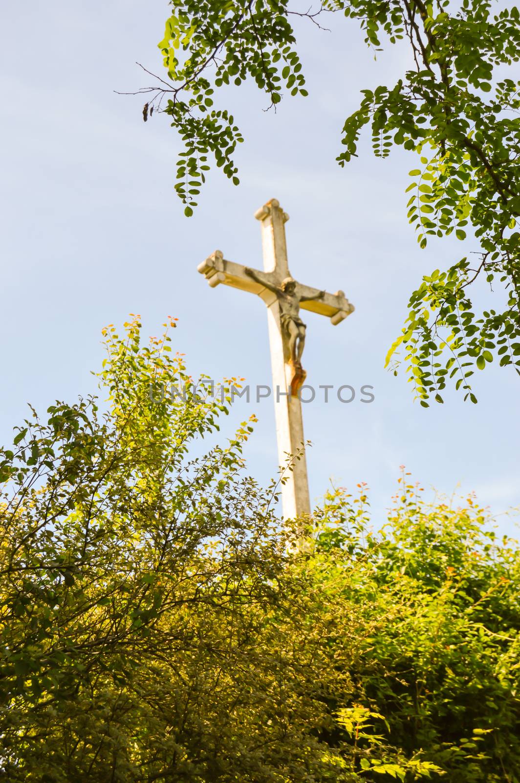 Great cross of Jesus Christ in the woods  by Philou1000