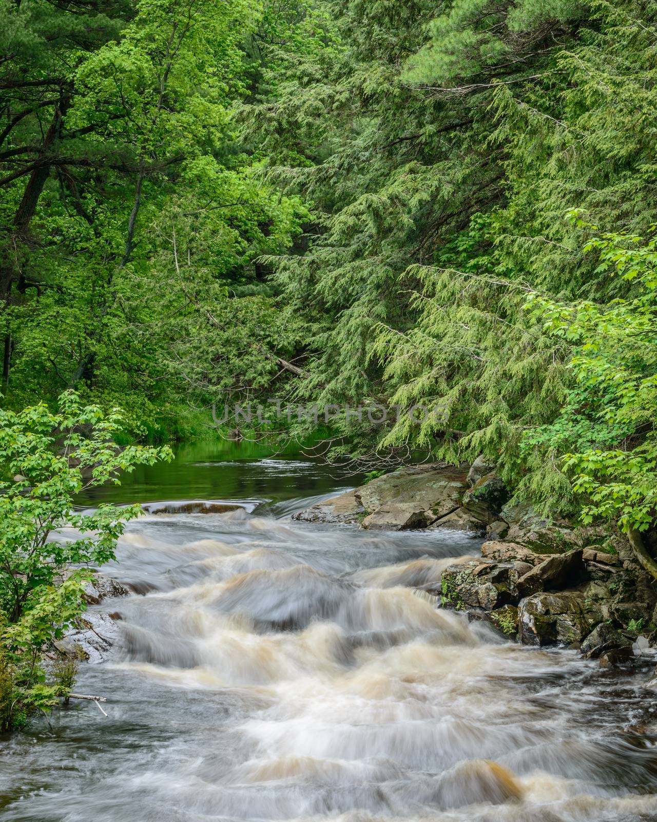 The Rosseau River in the District of Parry Sound Ontario Canada.