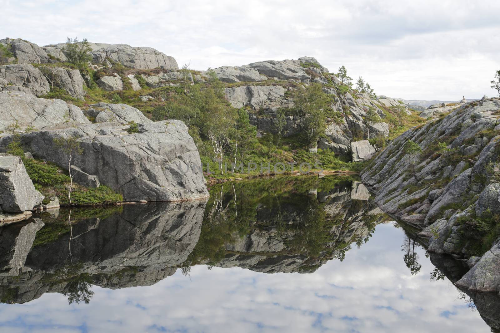 The Preikestolen Cliff in fjord Lysefjord, 604 meter above sea level