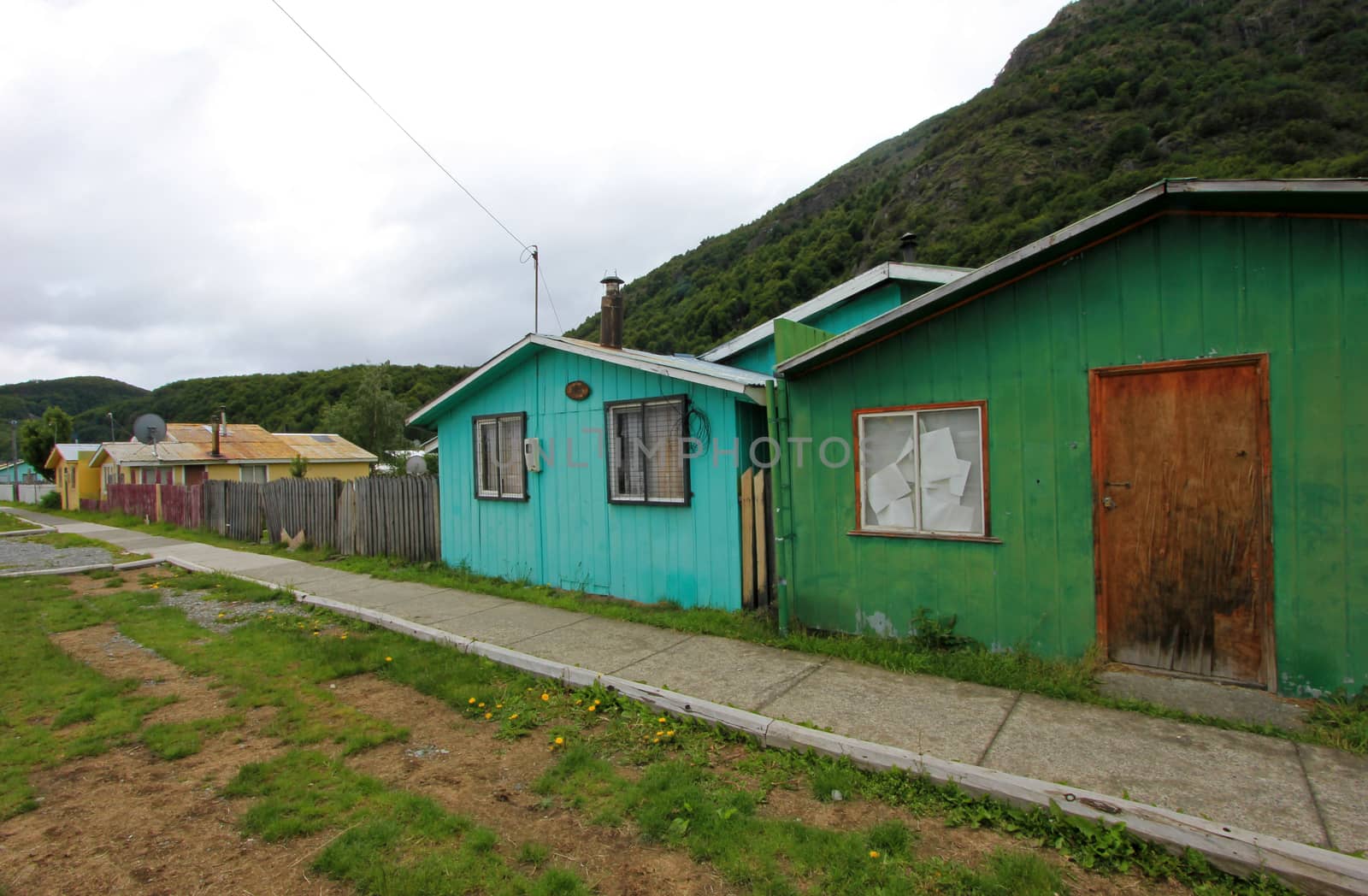 Houses in Villa O'Higgins, Carretera Austral, Patagonia, Chile