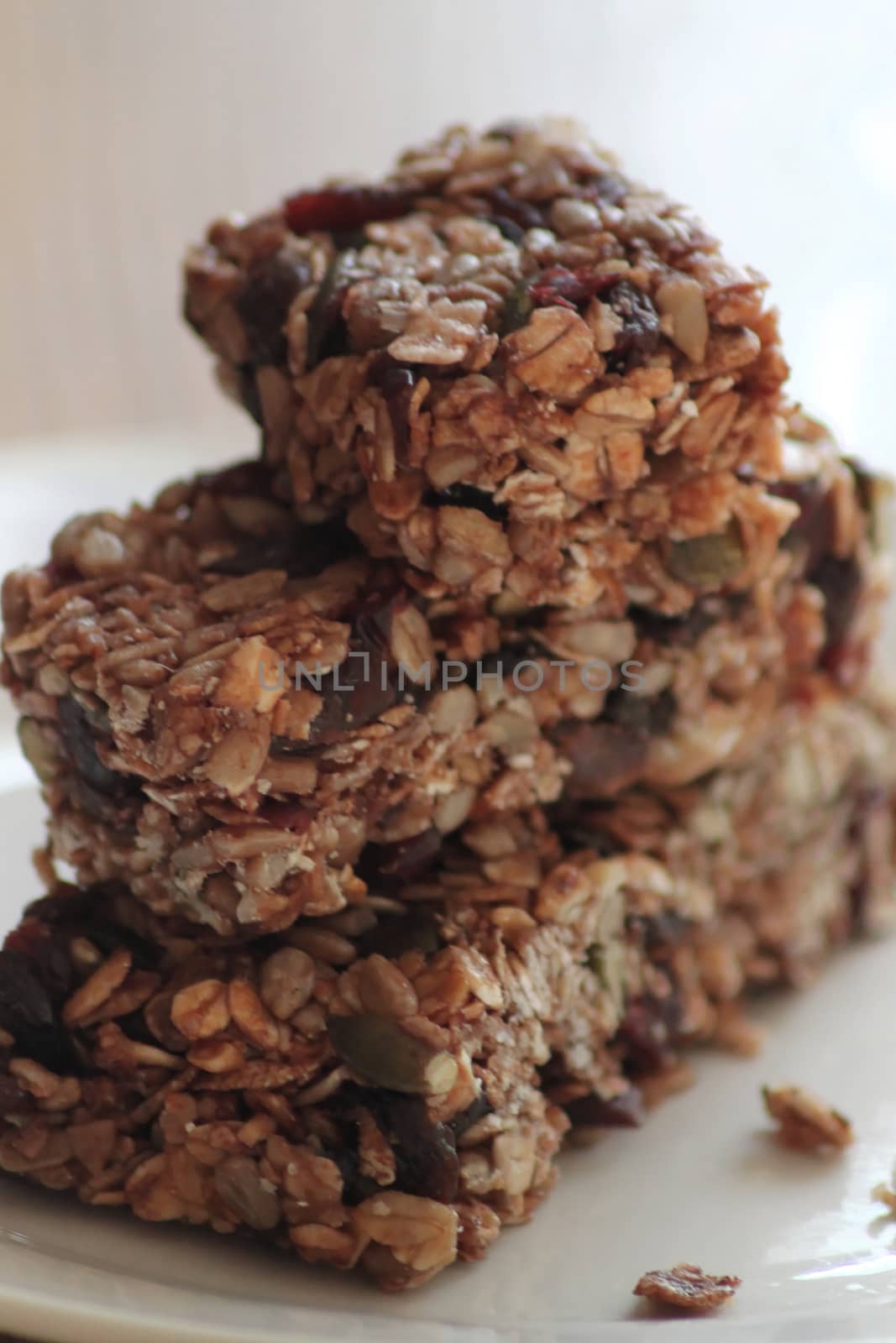 Delicious muesli bar with fruits and nuts