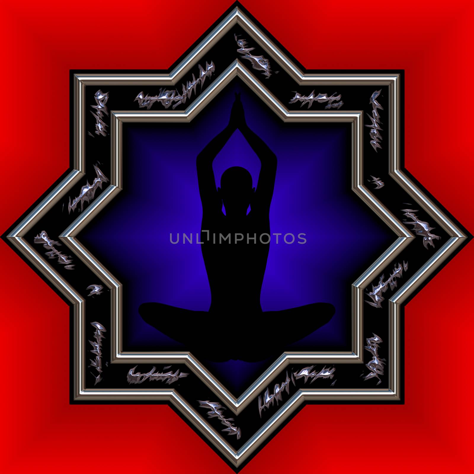 Silhouette practicing yoga inside mandala symbol by ankarb