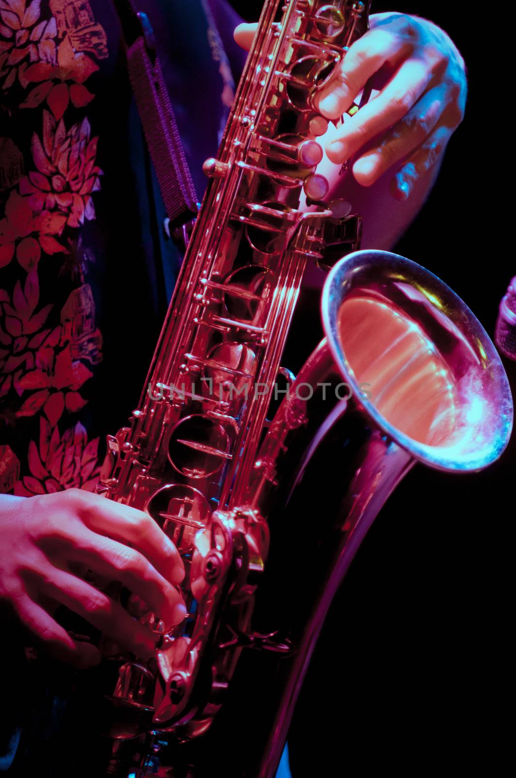 saxophone player in live perfomance, on stage