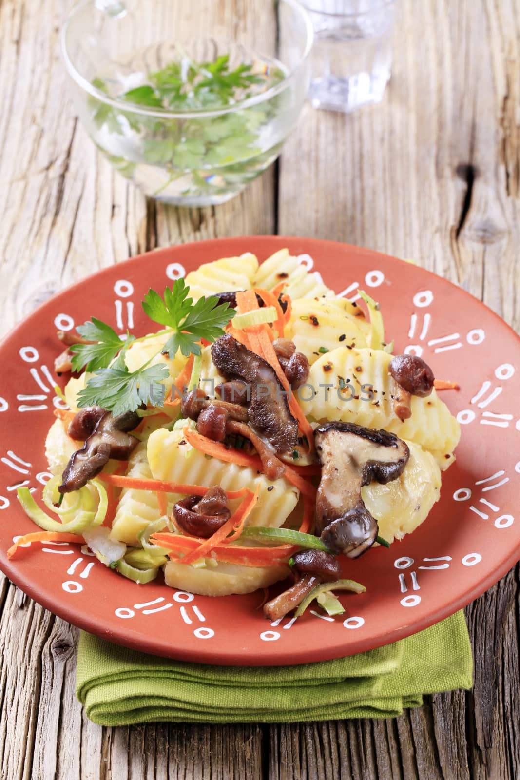Vegetarian meal - Potato and mushroom salad 