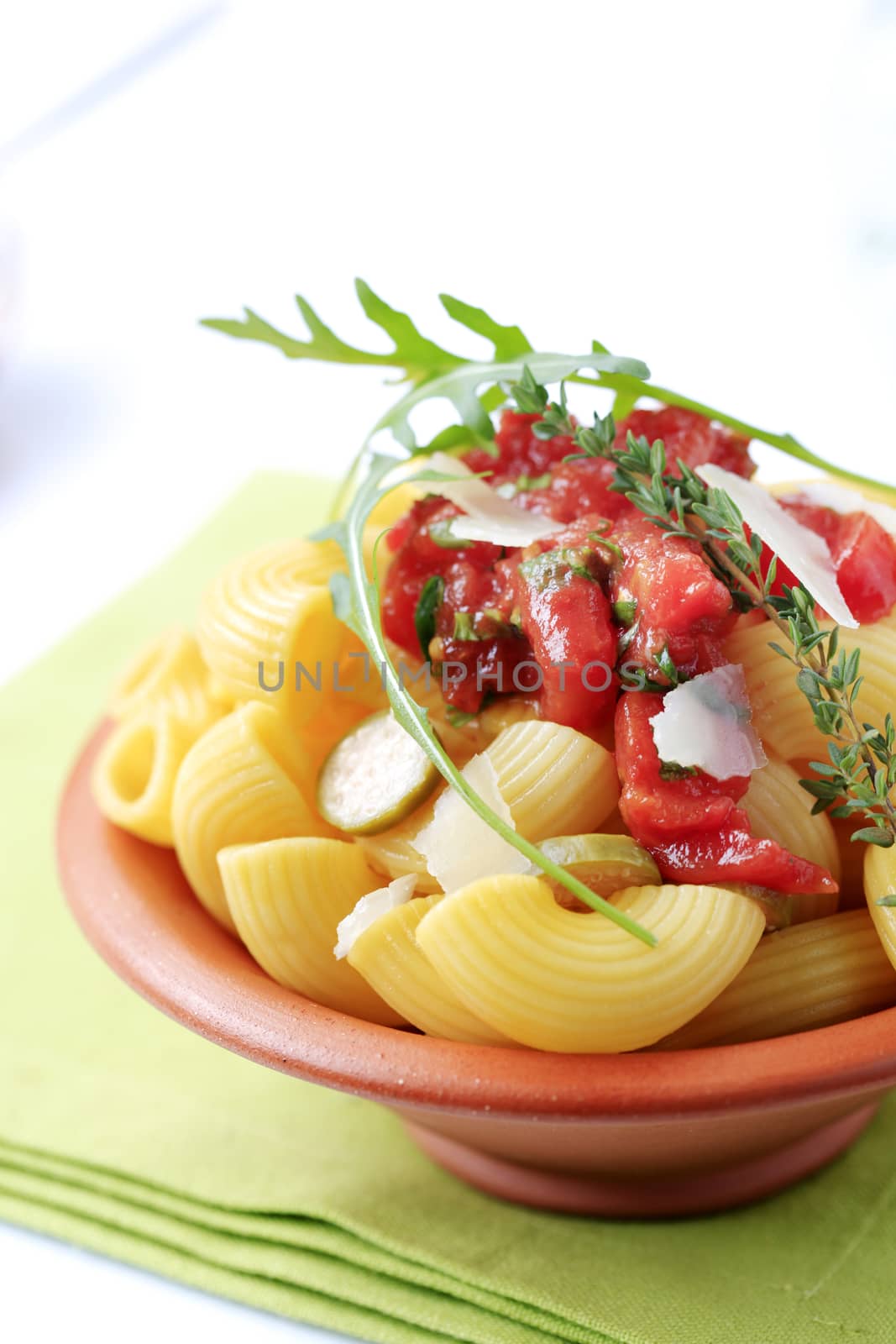 Vegetarian pasta dish by Digifoodstock