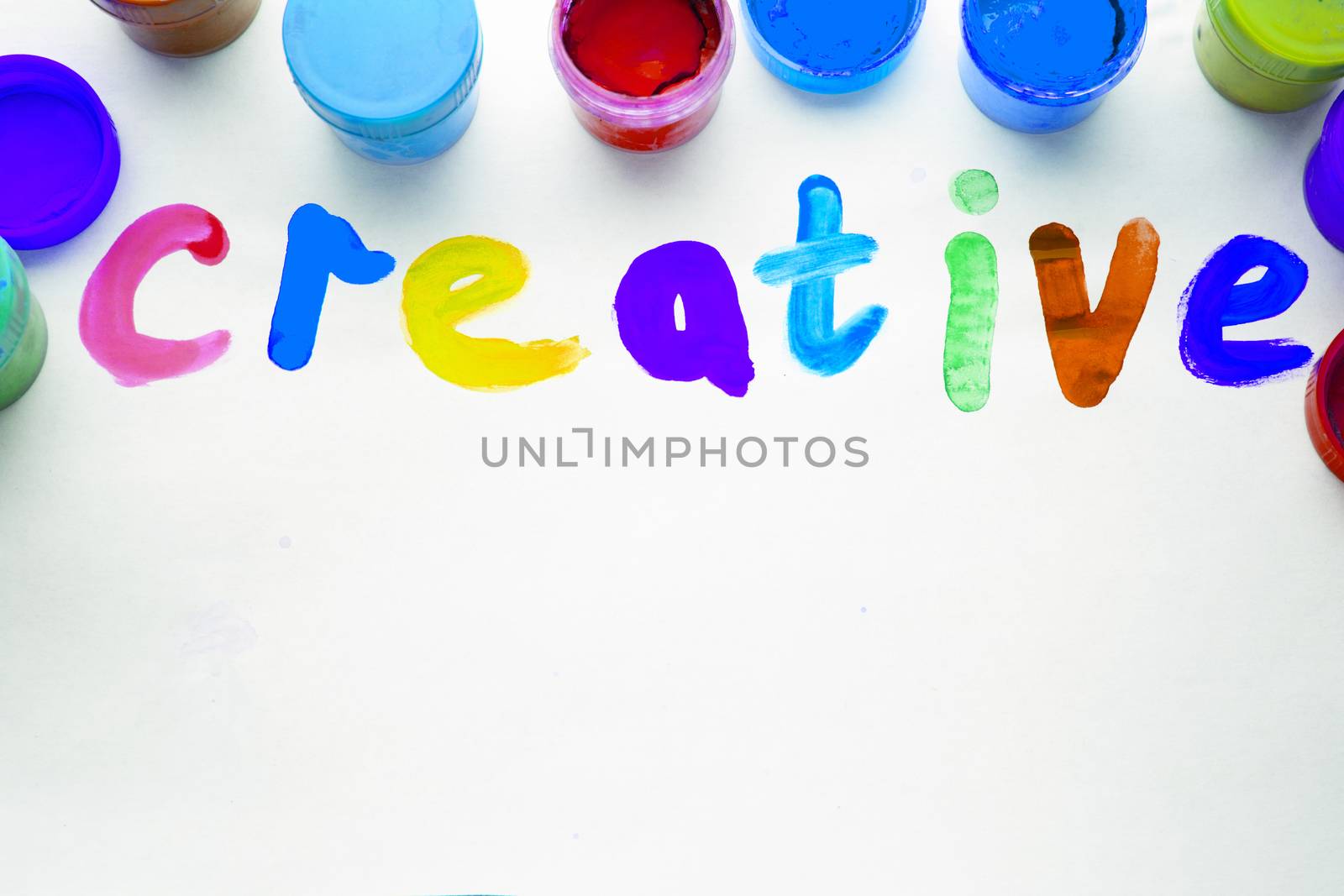 colorful letters creative. paints and brushes. creativity concept