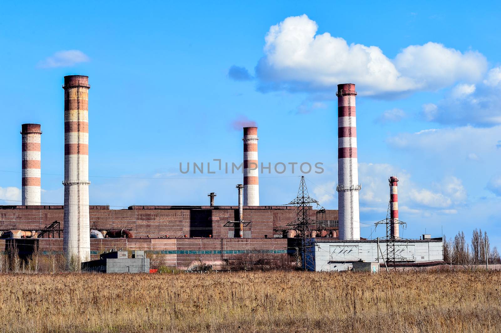 Pollution of atmospheric air from the chimneys of plants.