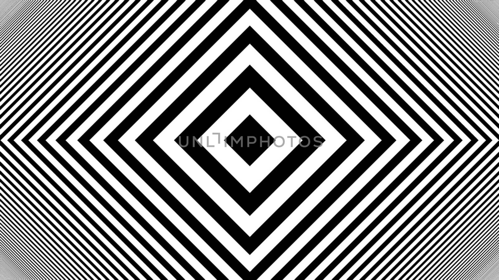 Hypnotic Rhythmic Movement Black And White stripes. 3d rendered