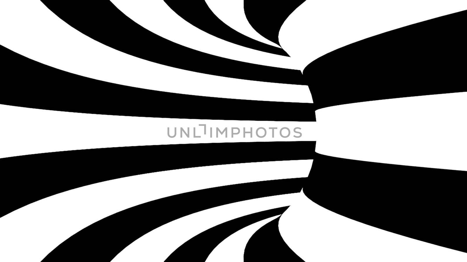 Black and white hypnotic tunnel. 3d rendered.