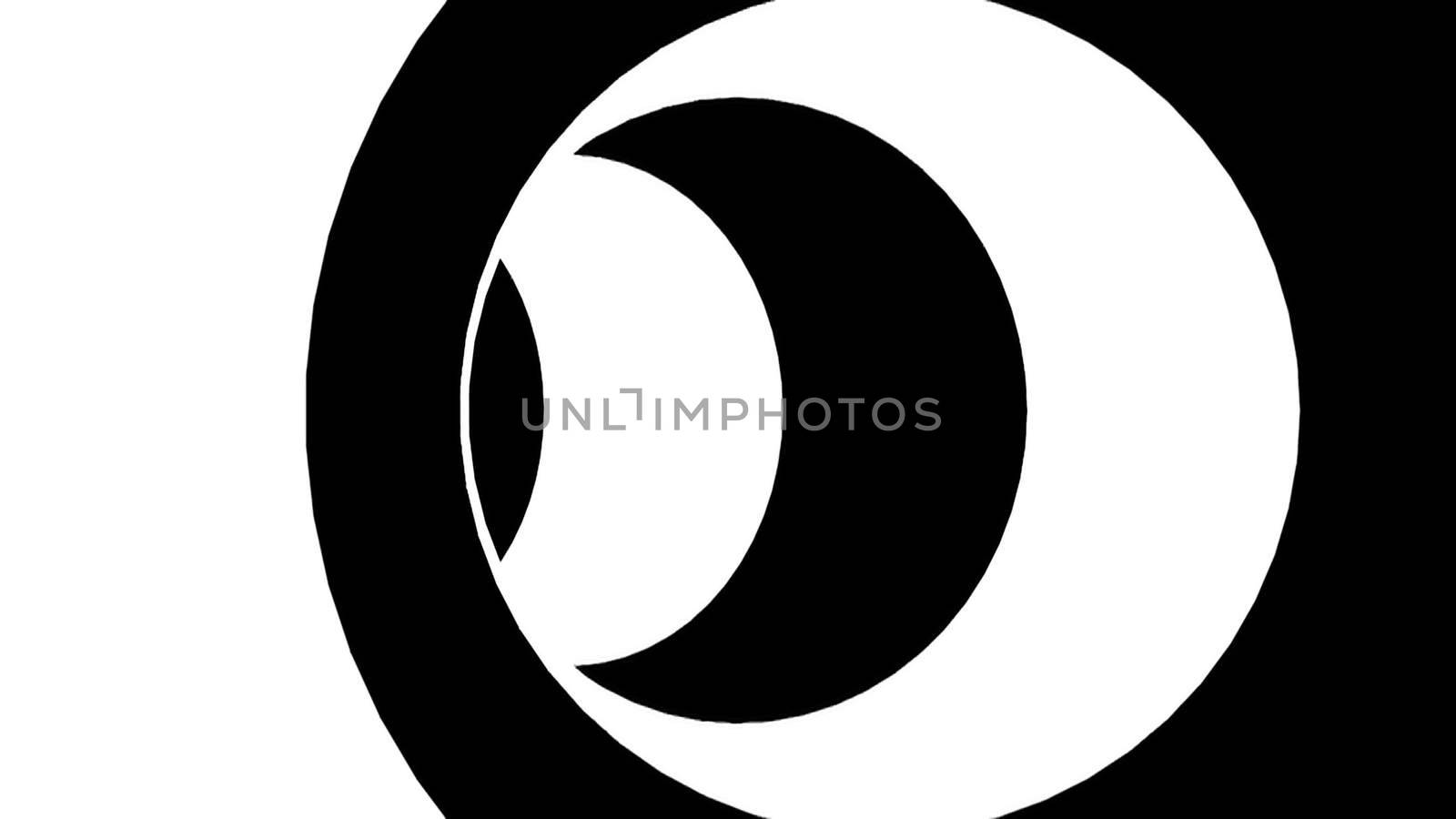 Black and white hypnotic tunnel. 3d rendered.