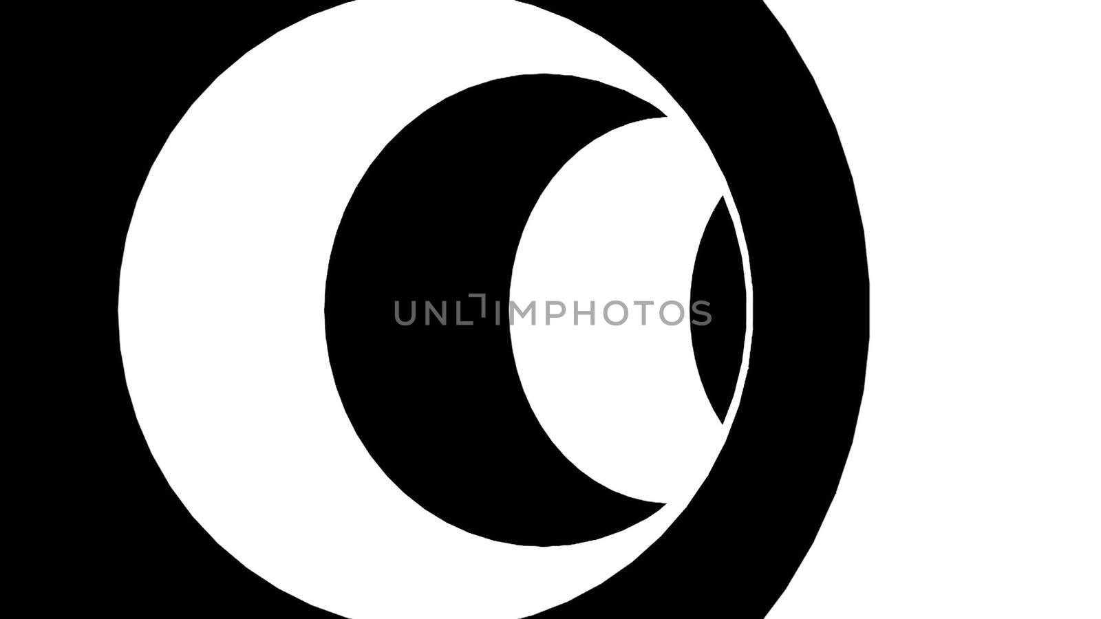 Black and white hypnotic tunnel. 3d rendered.