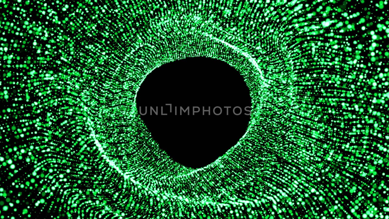 Abstract background with flow particles. Digital backdrop. 3d rendered
