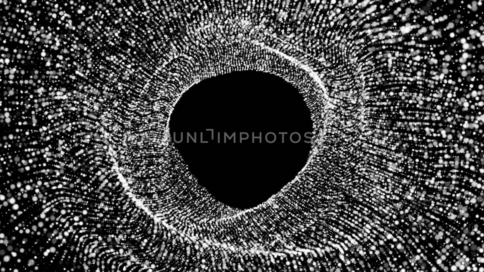Abstract background with flow particles. Digital backdrop. 3d rendered