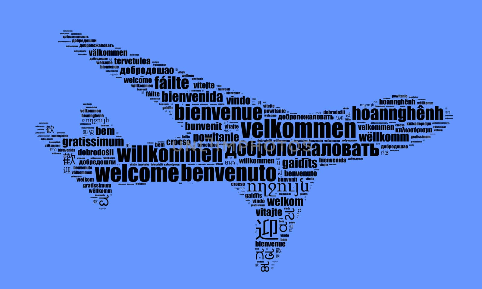 Word Welcome in different languages word cloud concept