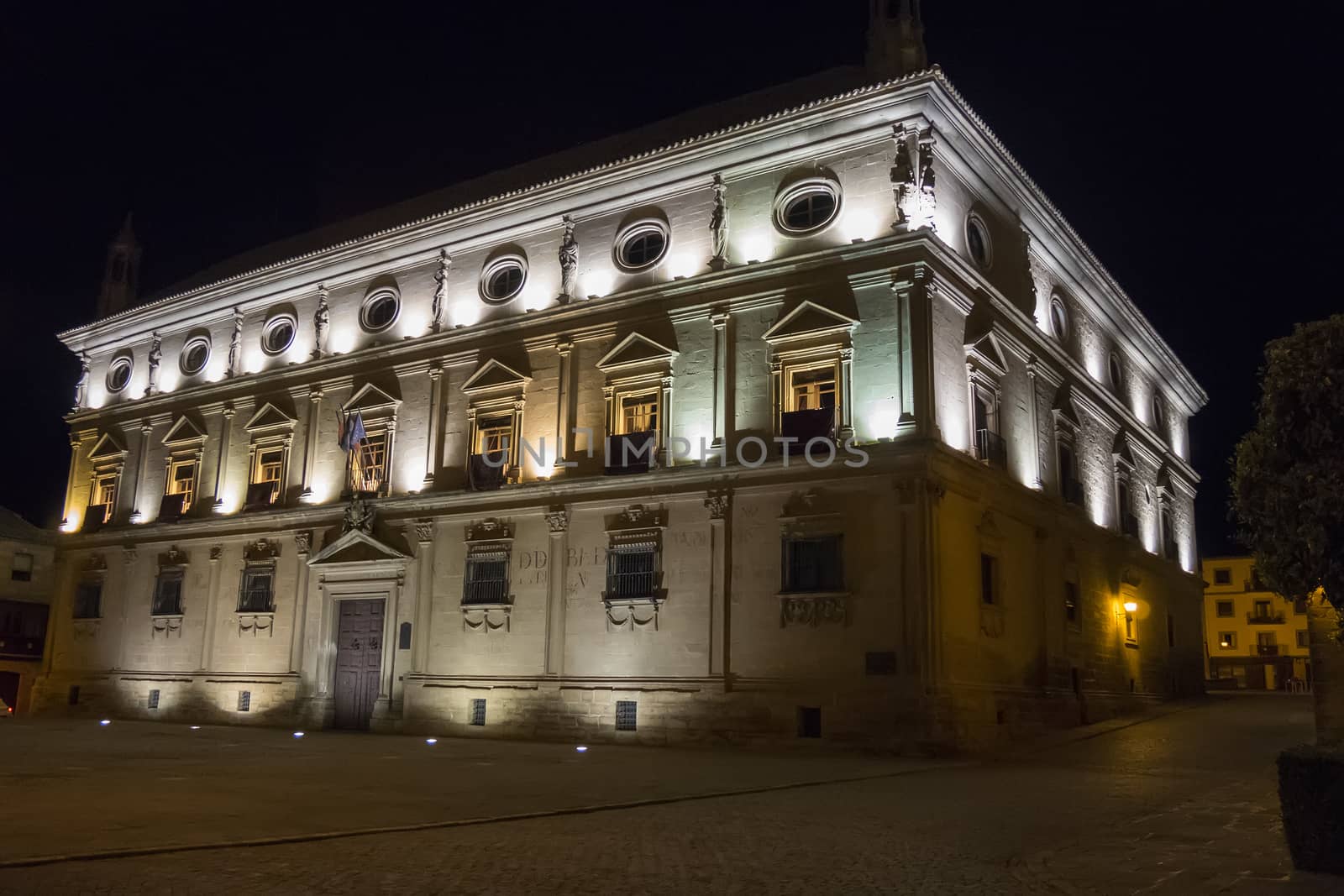 Vazquez de Molina Palace (Palace of the Chains) at night, Ubeda, by max8xam