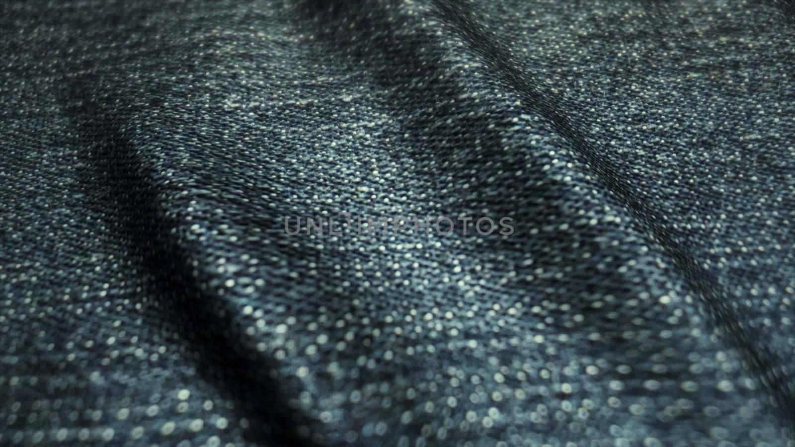 Realistic jeans waving in the wind. Abstract background Ultra-HD resolution. Close-up fabric texture. Seamless loop.