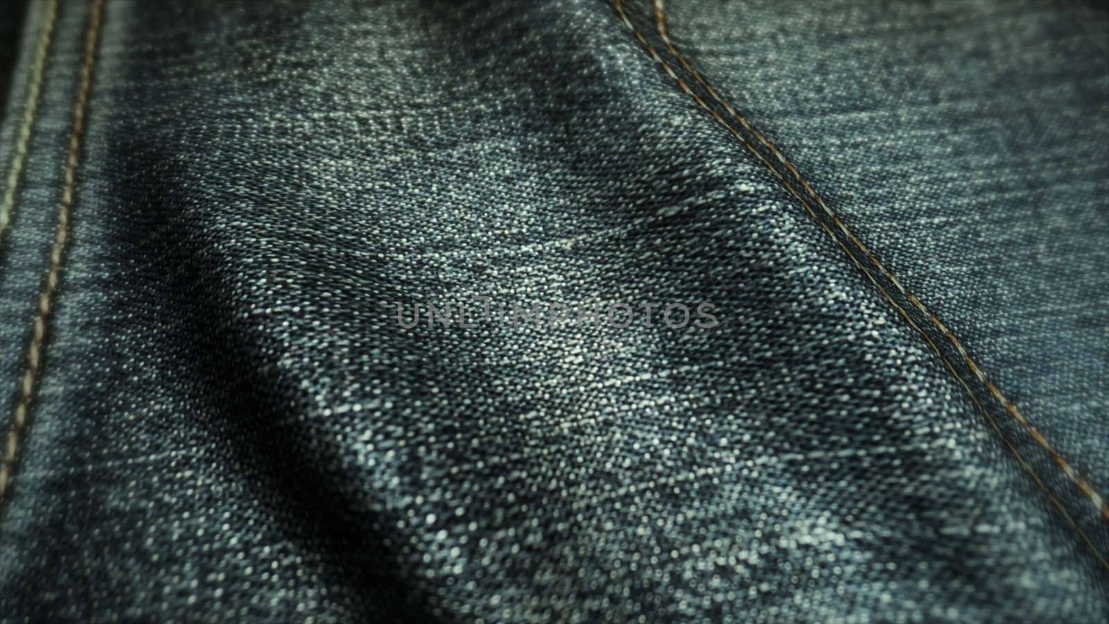 Realistic jeans waving in the wind. Abstract background Ultra-HD resolution. Close-up fabric texture. Seamless loop by nolimit046