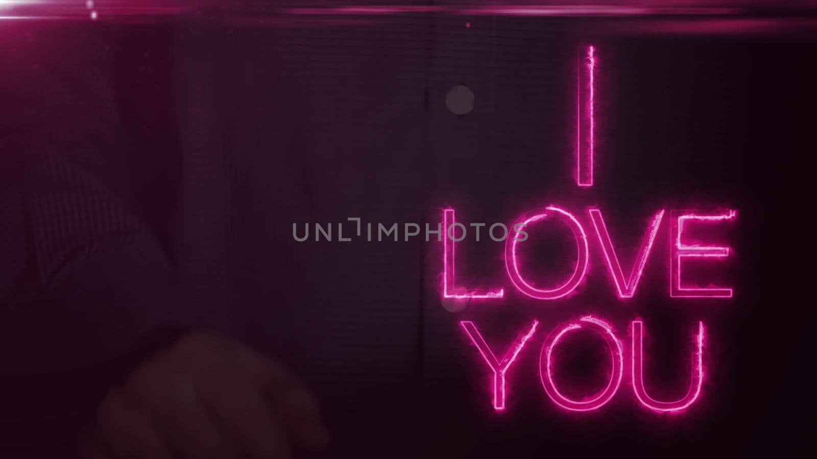 hand of a businessman pressing projects on a screen holographically the inscription i love you by nolimit046