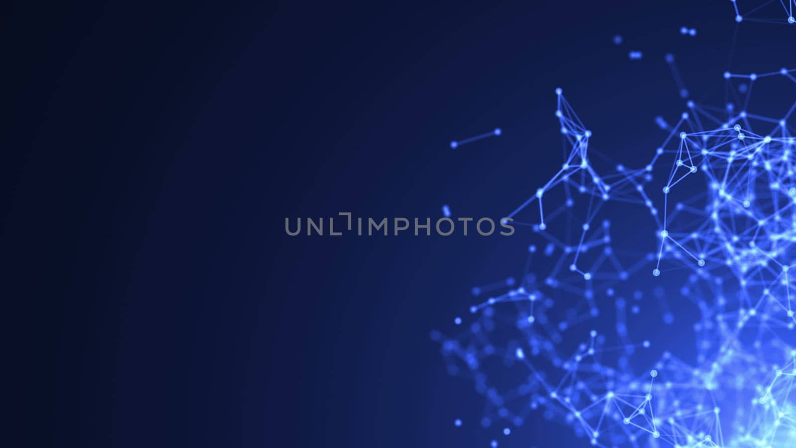Abstract molecular structure in 3D space on dark blue background. Looped animation by nolimit046
