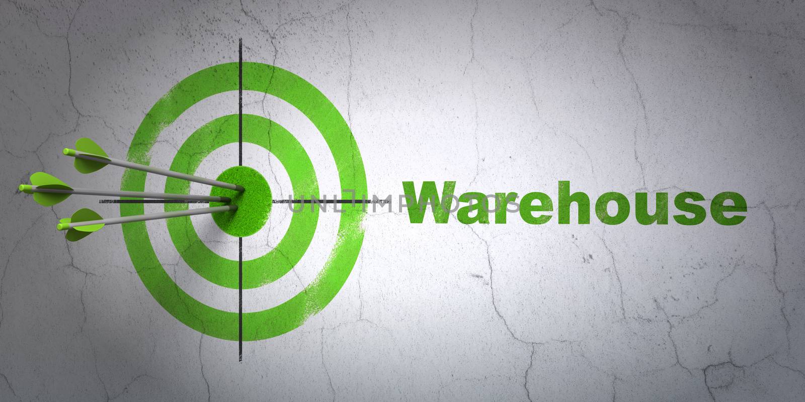Industry concept: target and Warehouse on wall background by maxkabakov