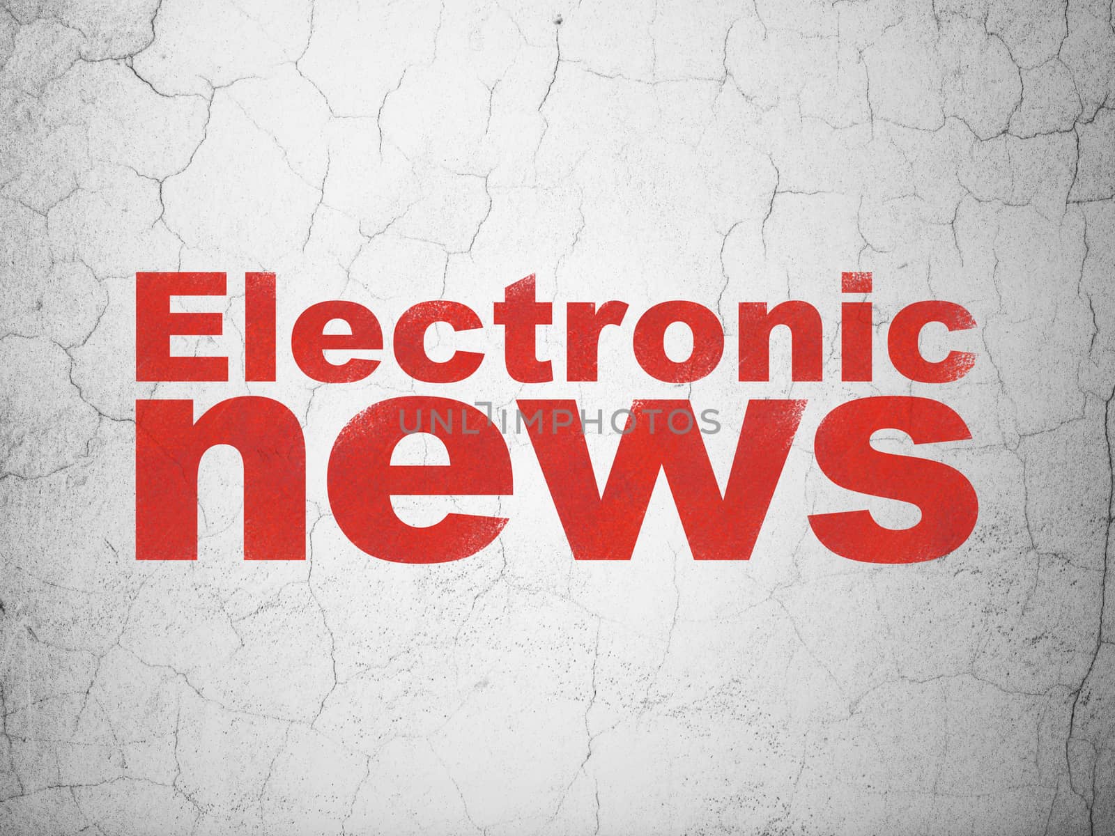 News concept: Red Electronic News on textured concrete wall background