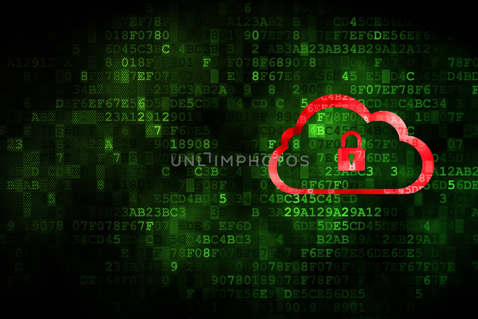 Cloud computing concept: Cloud With Padlock on digital background by maxkabakov