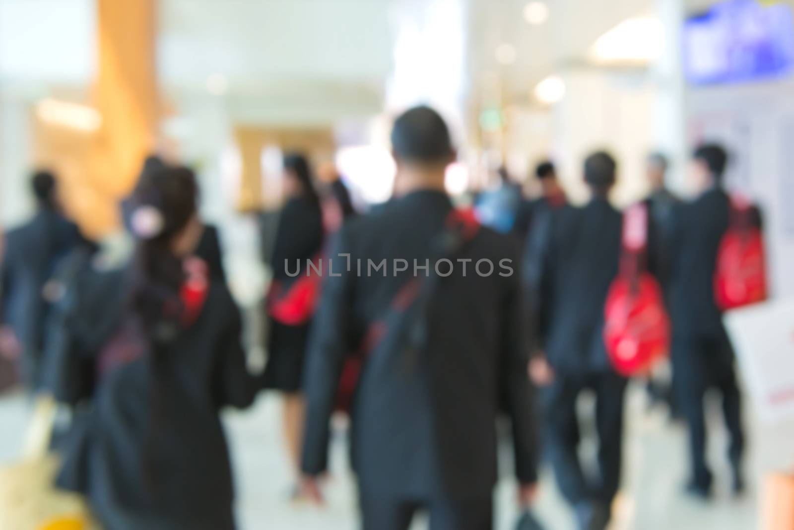 blur People Walking in the corridor of business center.