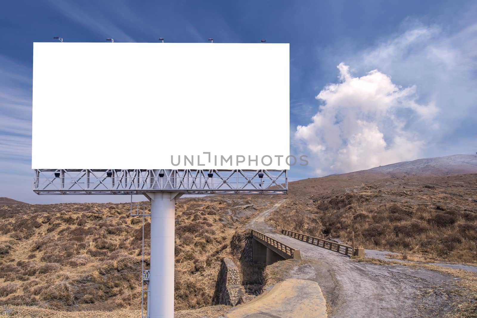 billboard blank on countryside road for advertising background.