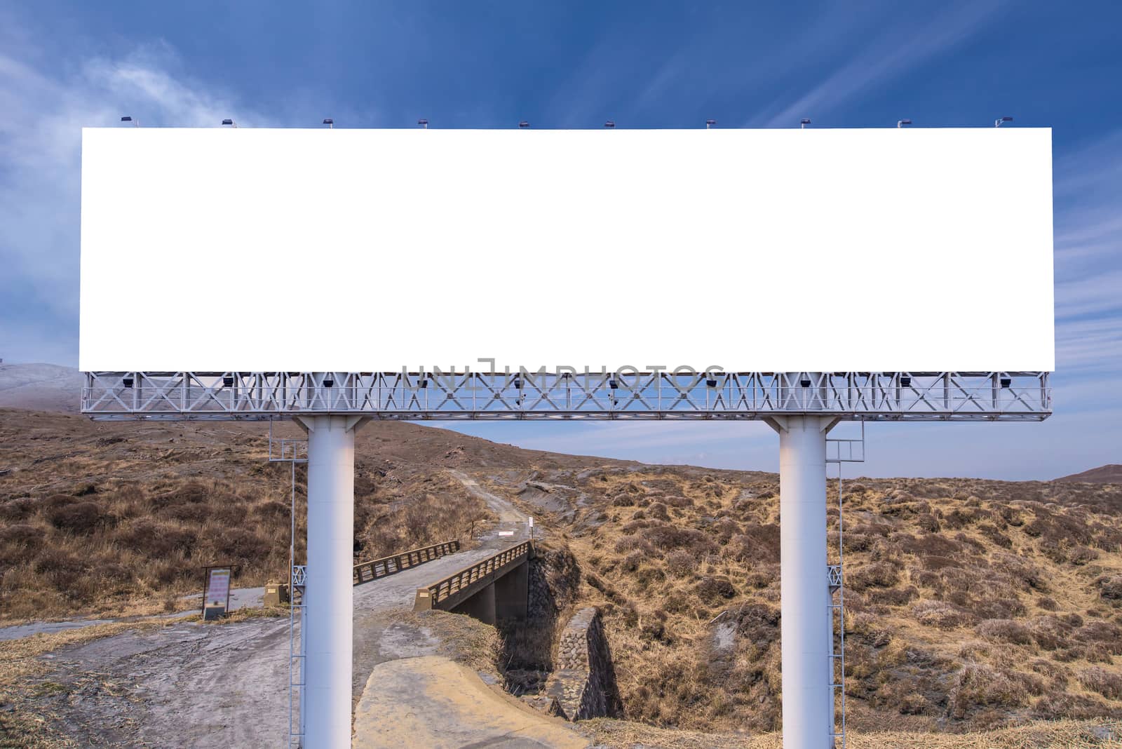 billboard blank on countryside road for advertising background.