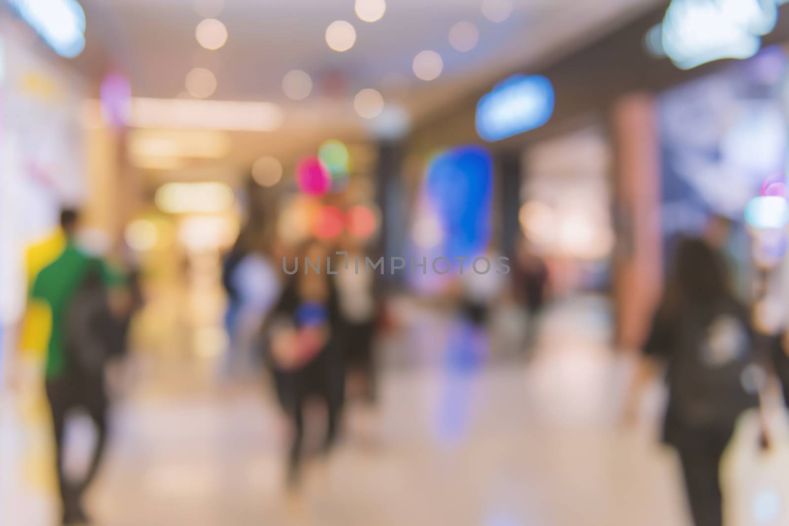 blur People Walking in the corridor of business center.