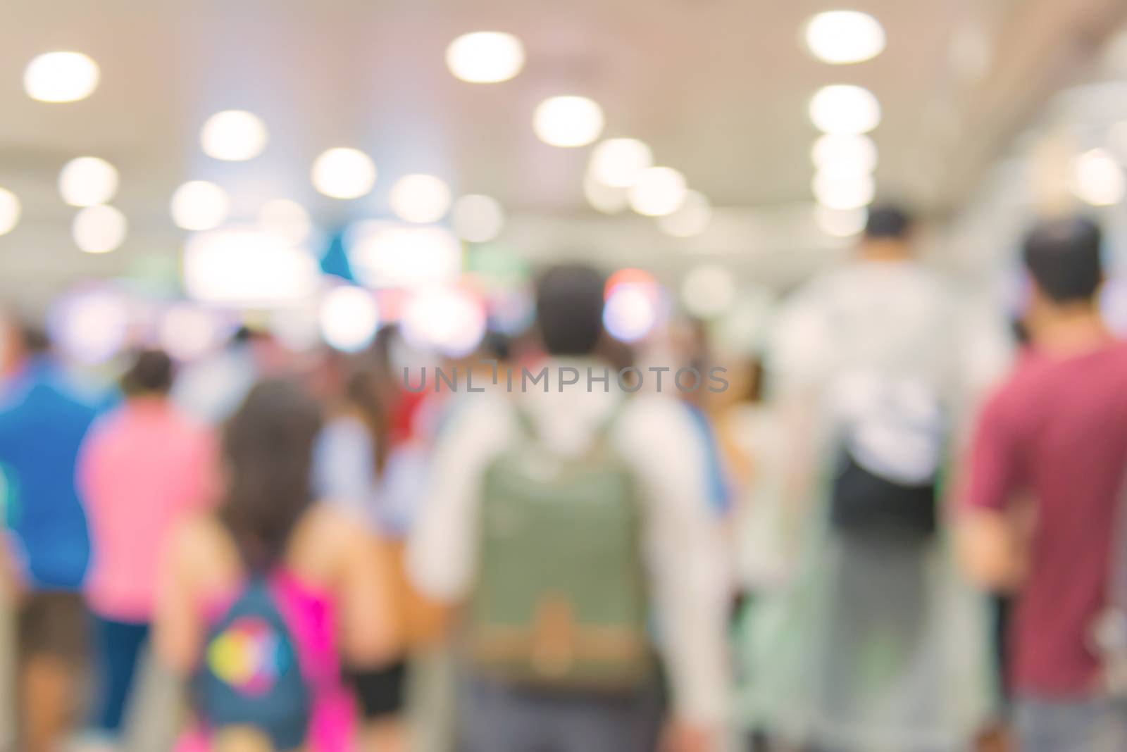 blur People Walking in the corridor of business center.