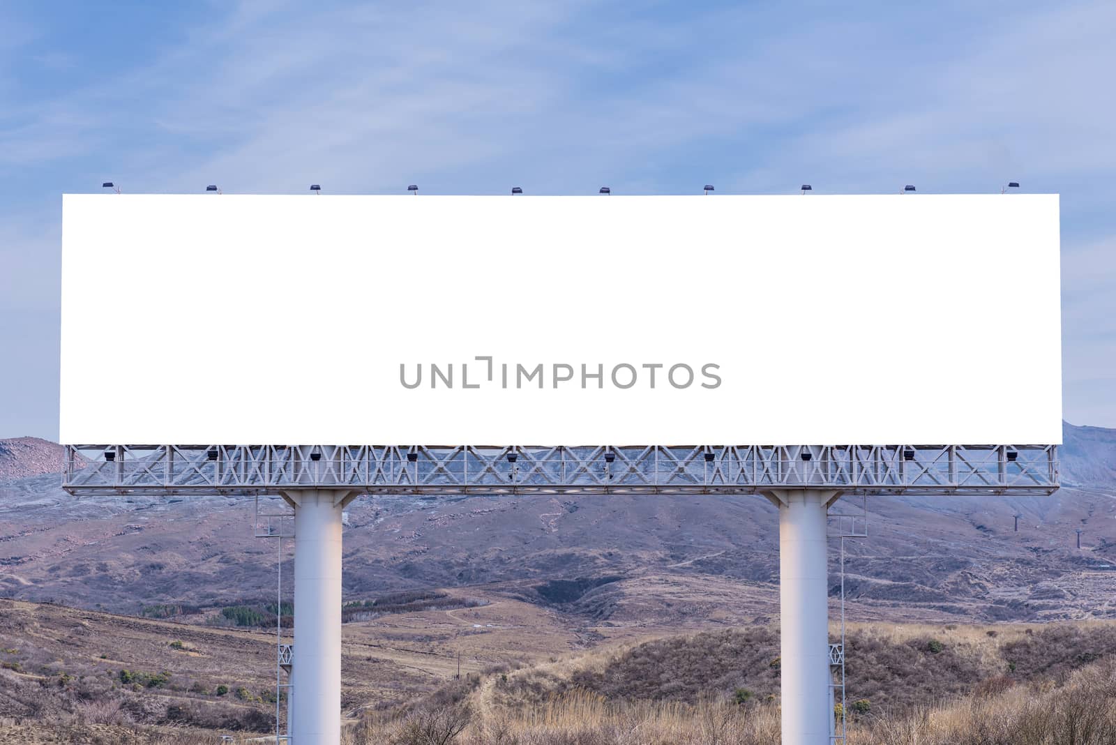 billboard blank on countryside road for advertising background by casanowe